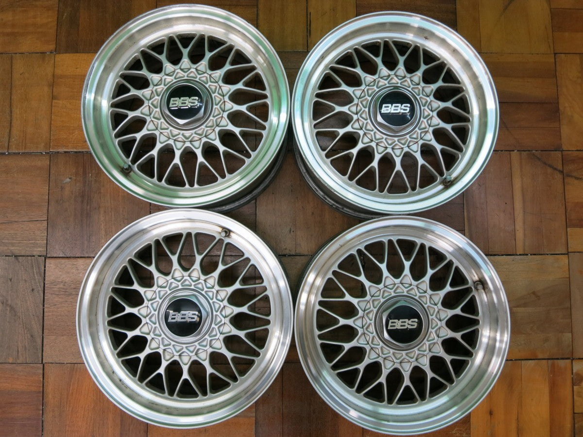 *送料無料* 4本価格 当時物 希少★BBS RS マツダ RX-7 FC3S 純正 OP アルミ ホイール 6.5J×15  PCD114.3/5H★2032307ヒホ