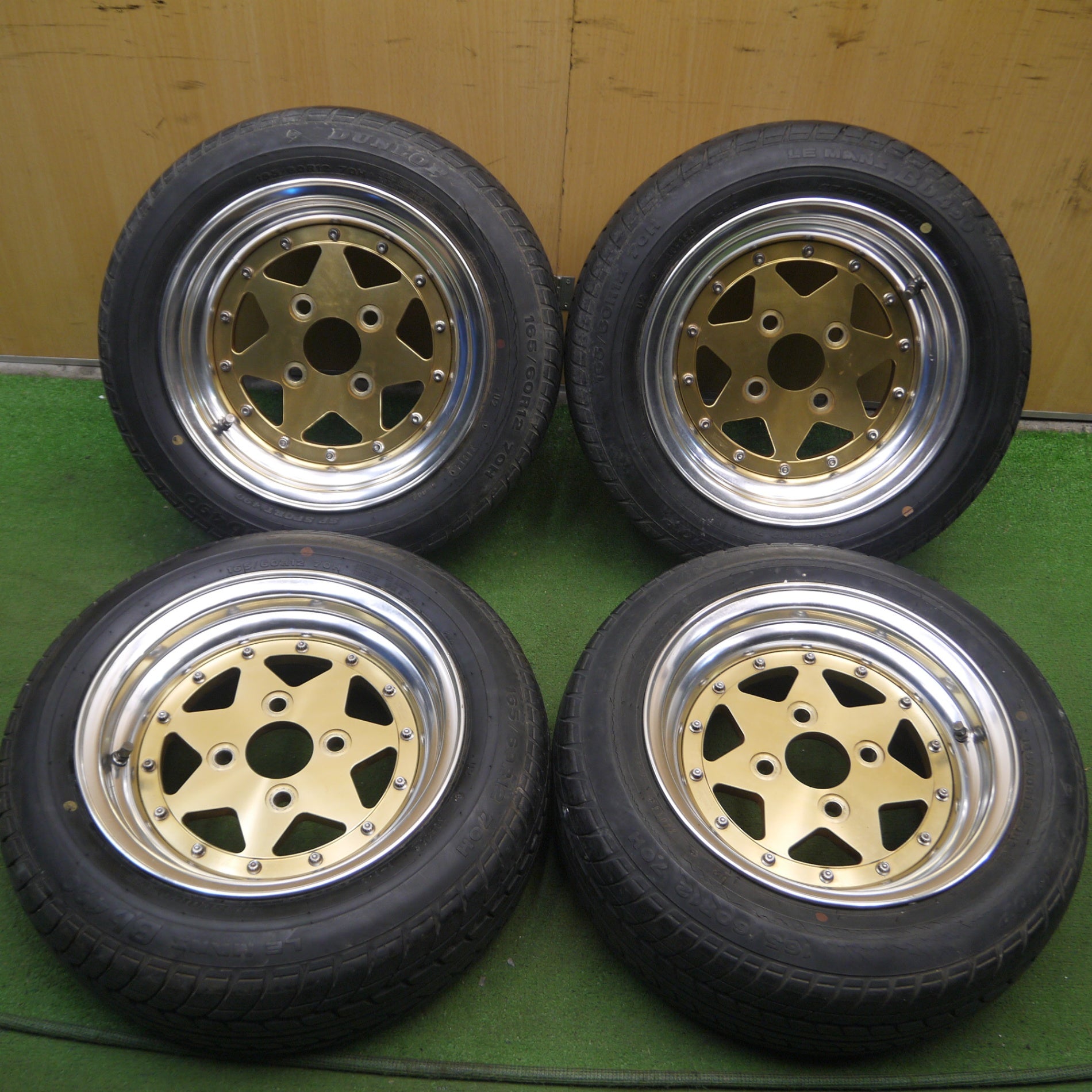 *送料無料* 4本価格★希少！ T-Speed ローバーミニ 等 165/60R12 ダンロップ LE MANS Bb490 12インチ  PCD101.65/4H★4050109Hノ