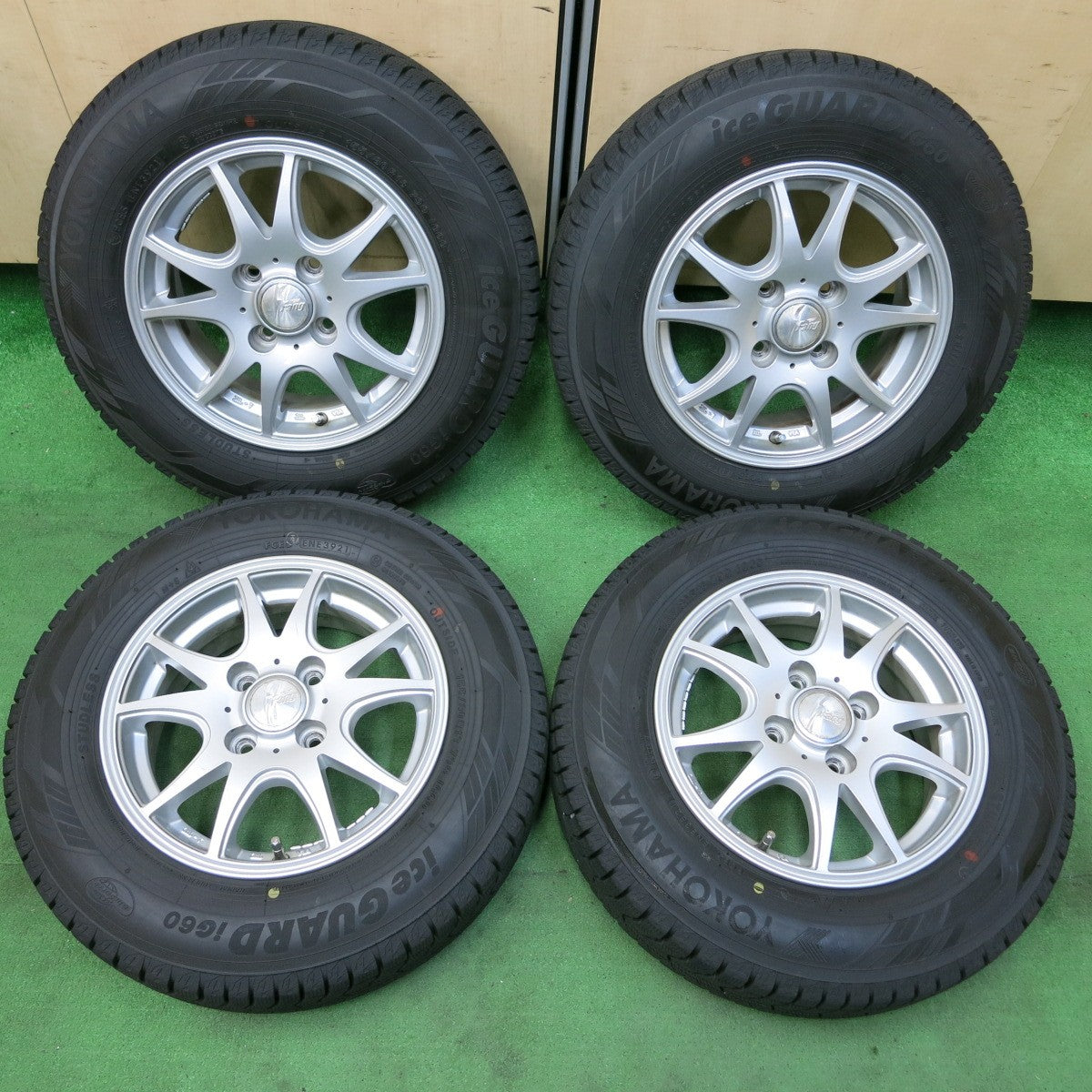 *送料無料* バリ溝！21年！キレイ！9分★スタッドレス 155/80R13 ヨコハマ アイスガード iG60 Fang ファング 13インチ  PCD100/4H★4082901SYス