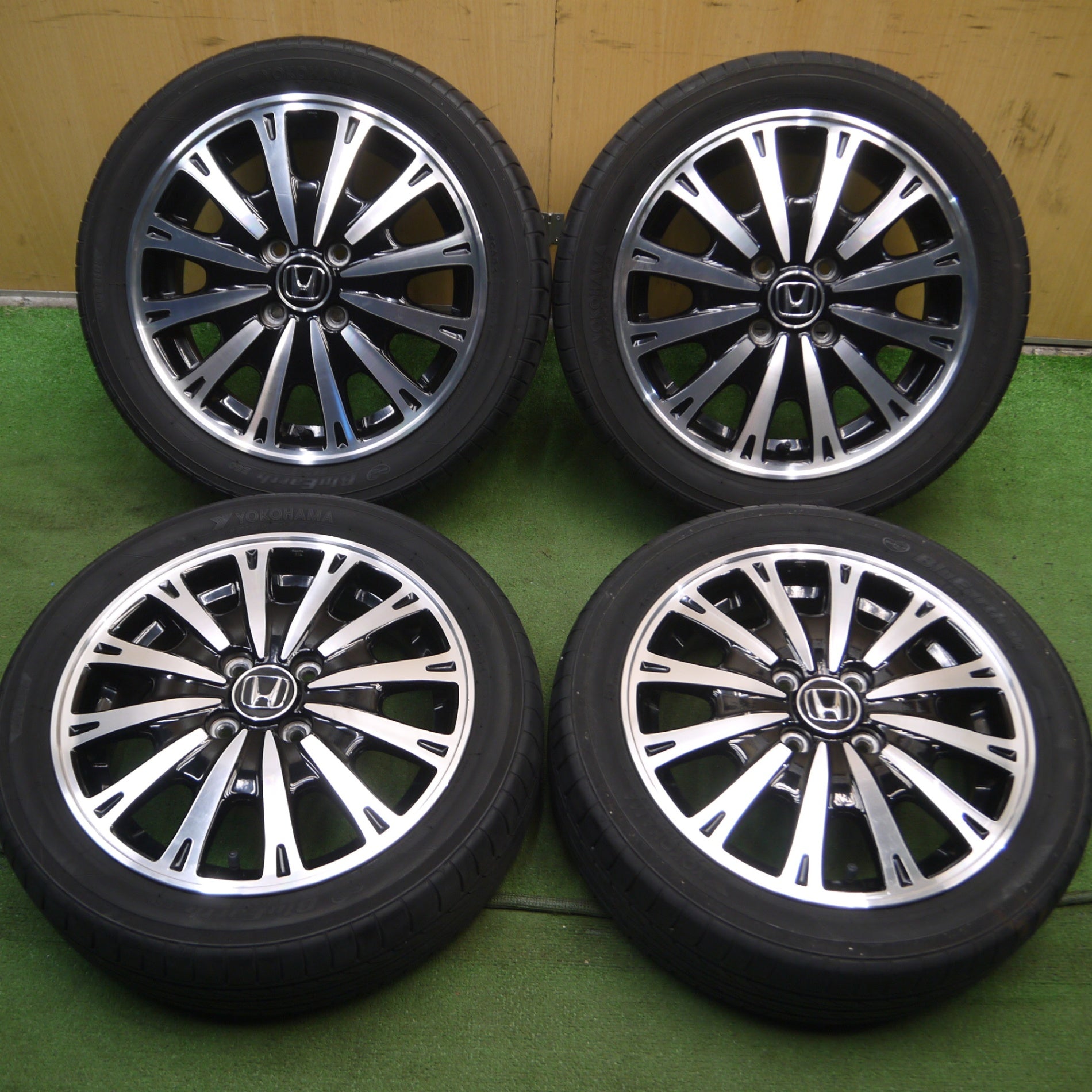 *送料無料* キレイ★ホンダ N-BOX カスタム 純正 165/55R15 ヨコハマ ブルーアース E50 E50JB 15インチ  PCD100/4H★4040804Hノ