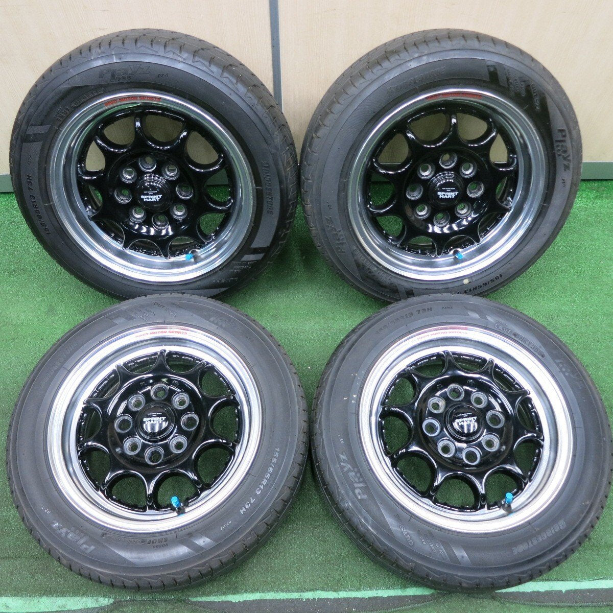 *送料無料* 4本価格★スプリントハート 155/65R13 ブリヂストン プレイズ PZ-1 SPRINT HART PCD110 114.3/4H  マルチ★4041501NJノ