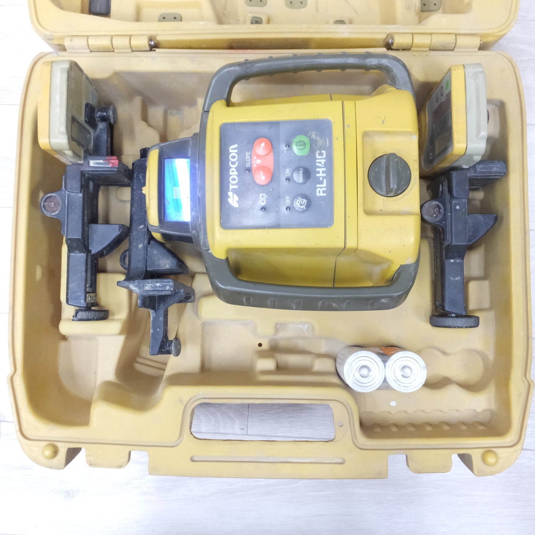 [送料無料] 受光器2個◆トプコン TOPCON ローテーティング レーザー RL-H4C 回転 レーザー レベル LS-80L ケース付き 乾電池式  測量 測定機◆