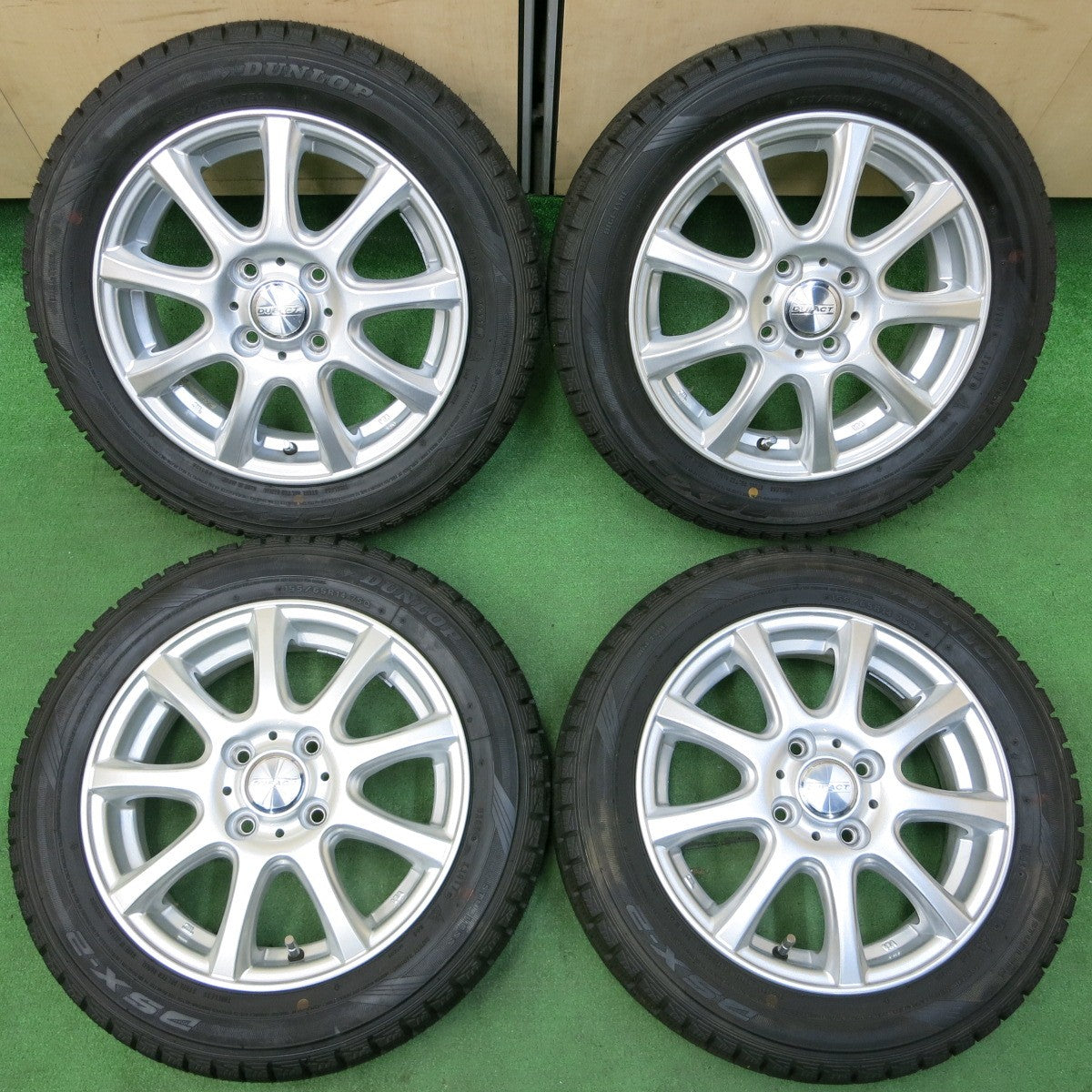 *送料無料* 超バリ溝！キレイ！ほぼ10分★スタッドレス 155/65R14 ダンロップ DSX-2 DUFACT デュファクト 14インチ  PCD100/4H★4052110イス