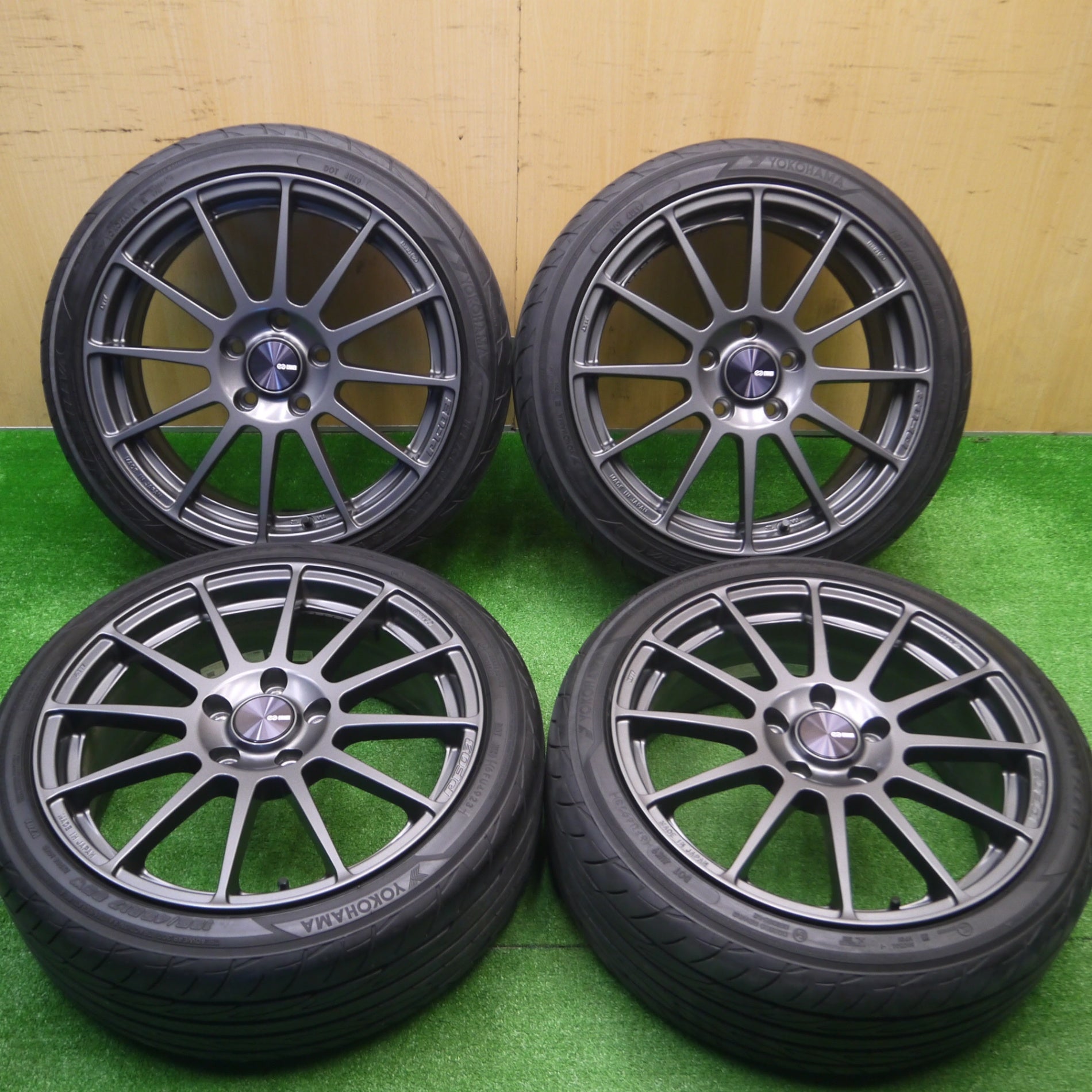 *送料無料* バリ溝！23年！キレイ！ほぼ10分★ENKEI PF03 195/45R17 ヨコハマ アドバン FLEVA 17インチ エンケイ  PCD114.3/5H★4090605Hノ