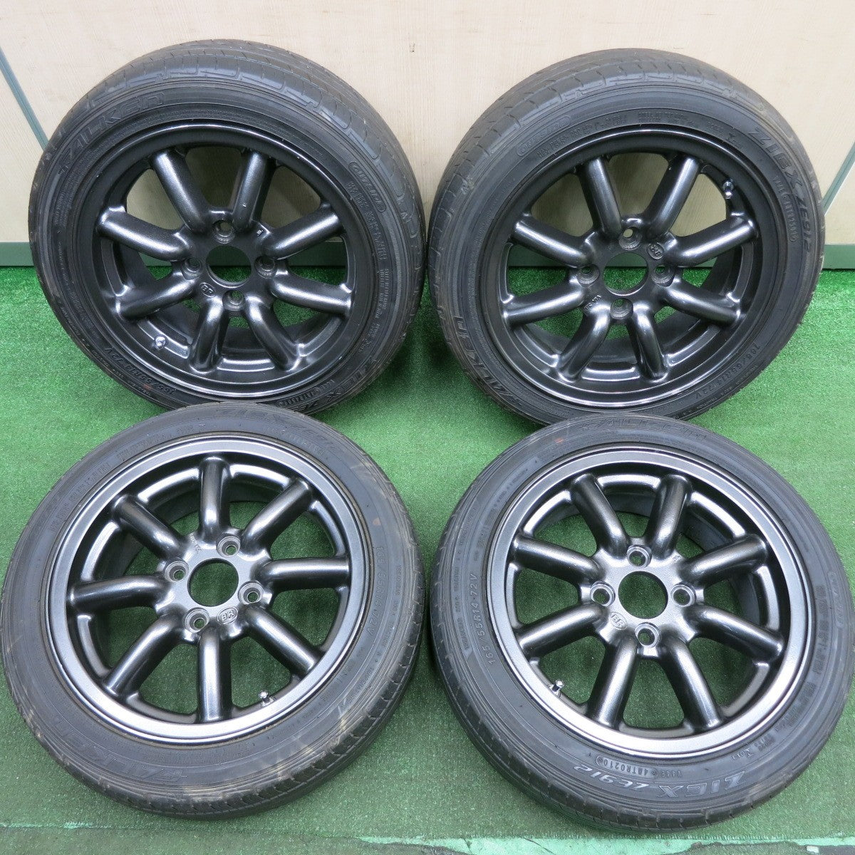 *送料無料* 4本価格★BR ブラックレーシング 165/55R14 ファルケン ZIEX ZE912 14インチ  PCD100/4H★4032407HAノ