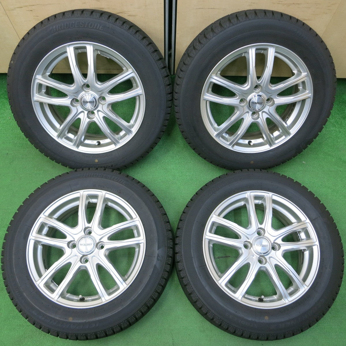 *送料無料* バリ溝！キレイ！9.5分★スタッドレス 175/65R15 ブリヂストン アイスパートナー2 Wazner ワズナー 15インチ  PCD100/4H★4043003イス