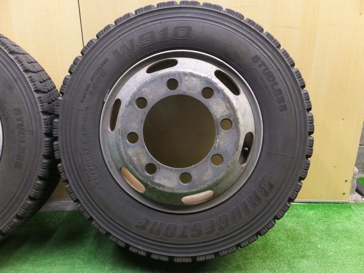 バリ溝!9分★トラック タイヤ 245/70R19.5 136/134J スタッドレス ブリヂストン W910 鉄 ホイール 147-12ESP★1121705ヤス