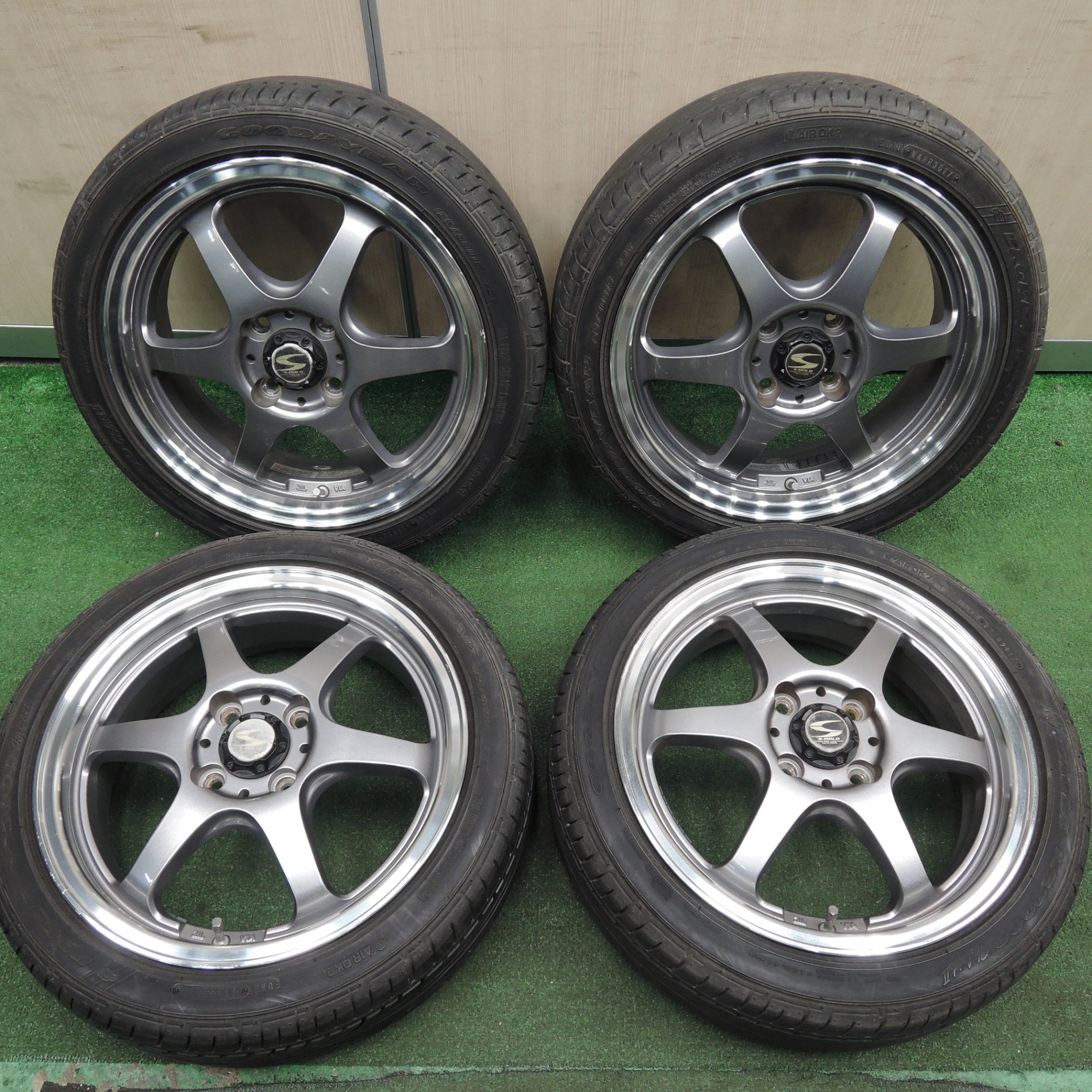 *送料無料* バリ溝！9分★S-HOLD 165/50R15 グッドイヤー イーグル LS2000 hybrid2 15インチ  PCD100/4H★4021719HAノ