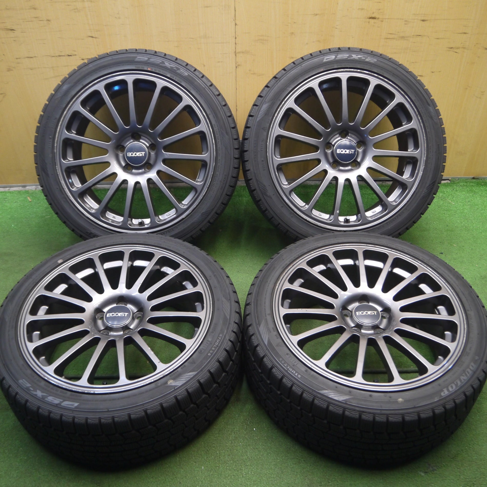 *送料無料* バリ溝！9.5分以上★スタッドレス 215/45R17 ダンロップ DSX-2 EGOIST エゴイスト 17インチ  PCD100/5H★4022606Hス