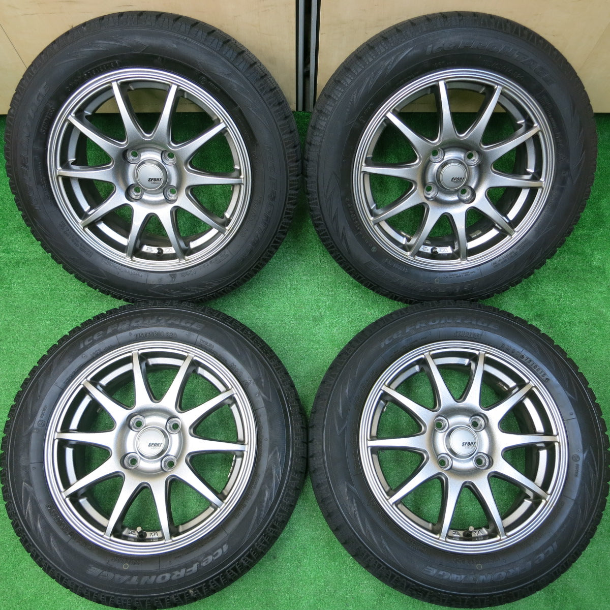 *送料無料*バリ溝！19年！キレイ！9.5分★スタッドレス 175/65R14 アイスフロンテージ SPORT ABELIA 14インチ  PCD100/4H★3111703イス