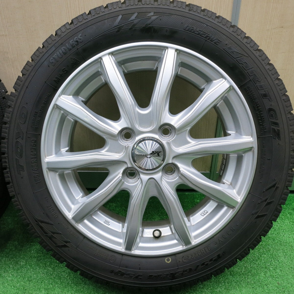 [送料無料] バリ溝！22年！9.5分★スタッドレス 155/65R14 トーヨー オブザーブ ガリット GIZ ENCOUGARⅡ エンクーガー2 14インチ PCD100/4H★4100207HAス