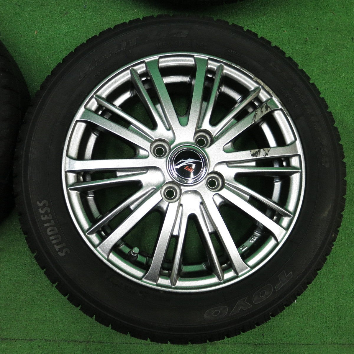 *送料無料* バリ溝！綺麗！ほぼ10分★スタッドレス 155/65R14 トーヨー ガリット G5 Fang ファング 14インチ PCD100/4H★4042408ナス