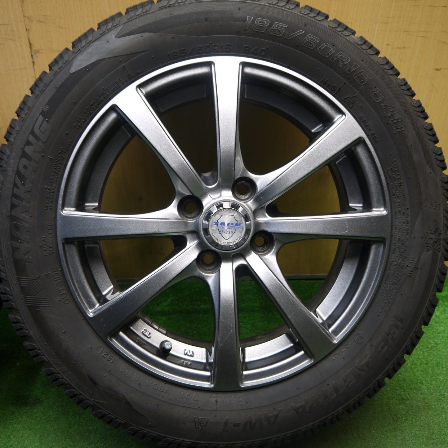 [送料無料] バリ溝！21年！9分★スタッドレス 185/60R15 ナンカン アイスアクティバ AW-1 ZACK JP-110 MONZA ザック 15インチ PCD100/4H★5040802Hス