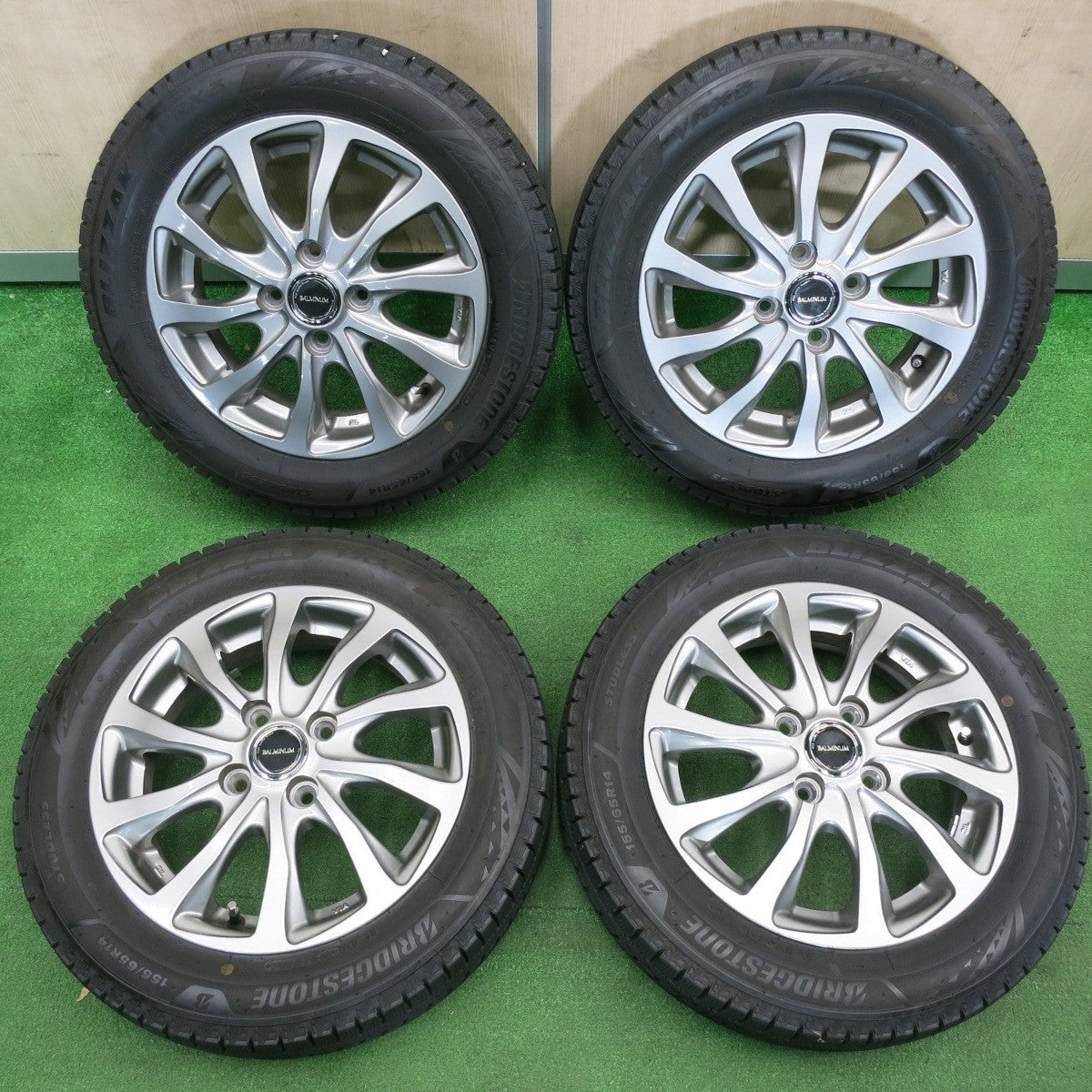 [送料無料] バリ溝！22年！8.5分★スタッドレス 155/65R14 ブリヂストン ブリザック VRX3 BALMINUM バルミナ 14インチ PCD100/4H★4121801TNス