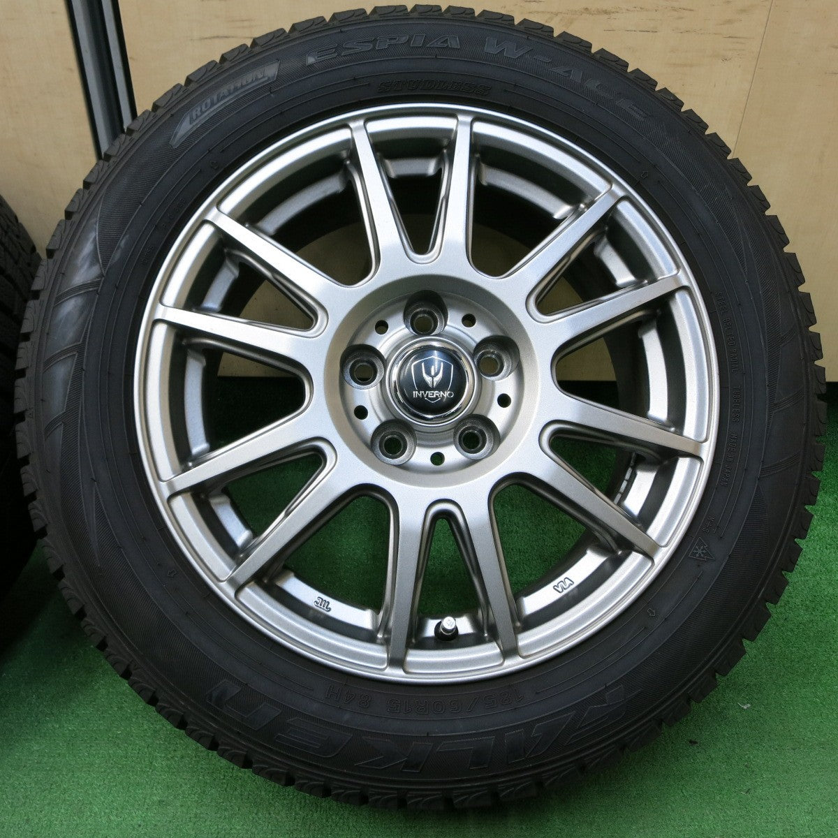 *送料無料* バリ溝！キレイ！9分★スタッドレス 185/60R15 ファルケン エスピア W-ACE INVERNO インヴェルノ 15インチ PCD100/5H★4050110イス