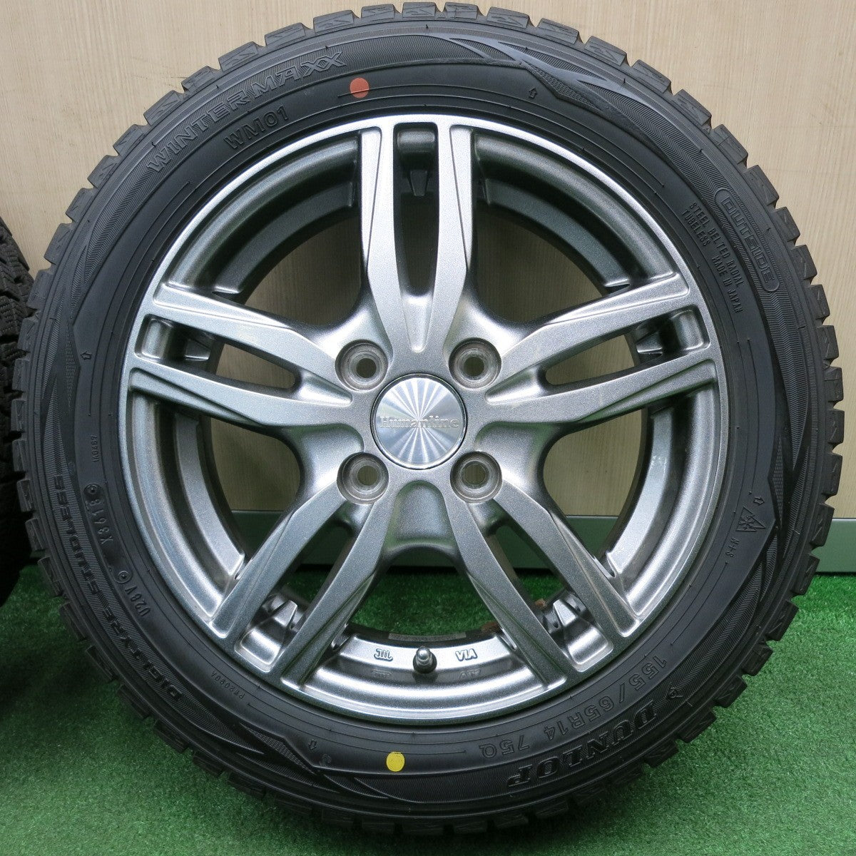 *送料無料* 4本価格★スタッドレス 155/65R14 ダンロップ ウインターマックス WM01 Humanline ヒューマンライン PCD100/4H★4040302NJス