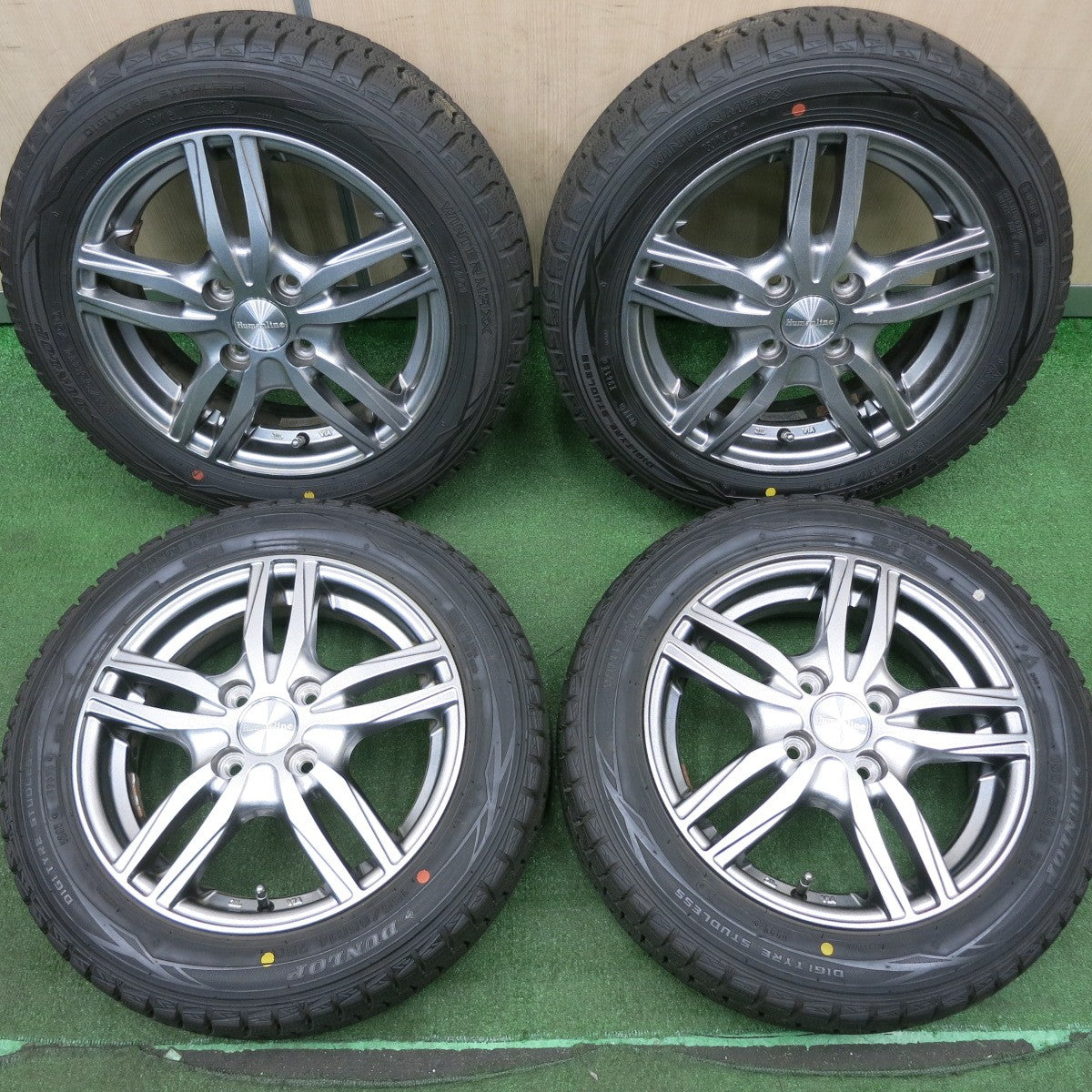 *送料無料* 4本価格★スタッドレス 155/65R14 ダンロップ ウインターマックス WM01 Humanline ヒューマンライン PCD100/4H★4040302NJス