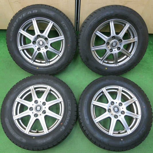 *送料無料* バリ溝！9分★スタッドレス 195/65R15 グッドイヤー アイスナビ6 社外 アルミ ホイール 15インチ PCD114.3/5H★4042610イス