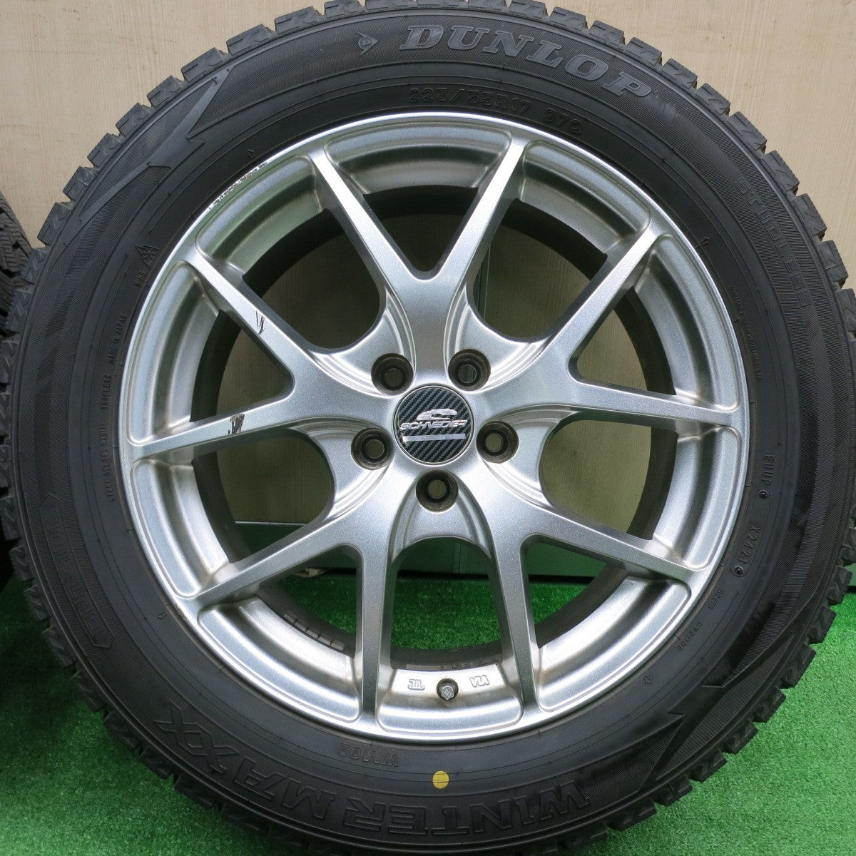 [送料無料] バリ溝！21年！9.5分★XV 等 225/55R17 スタッドレス ダンロップ ウインターマックス WM02 SCHNEIDER シュナイダー PCD100/5H★4100201HAス