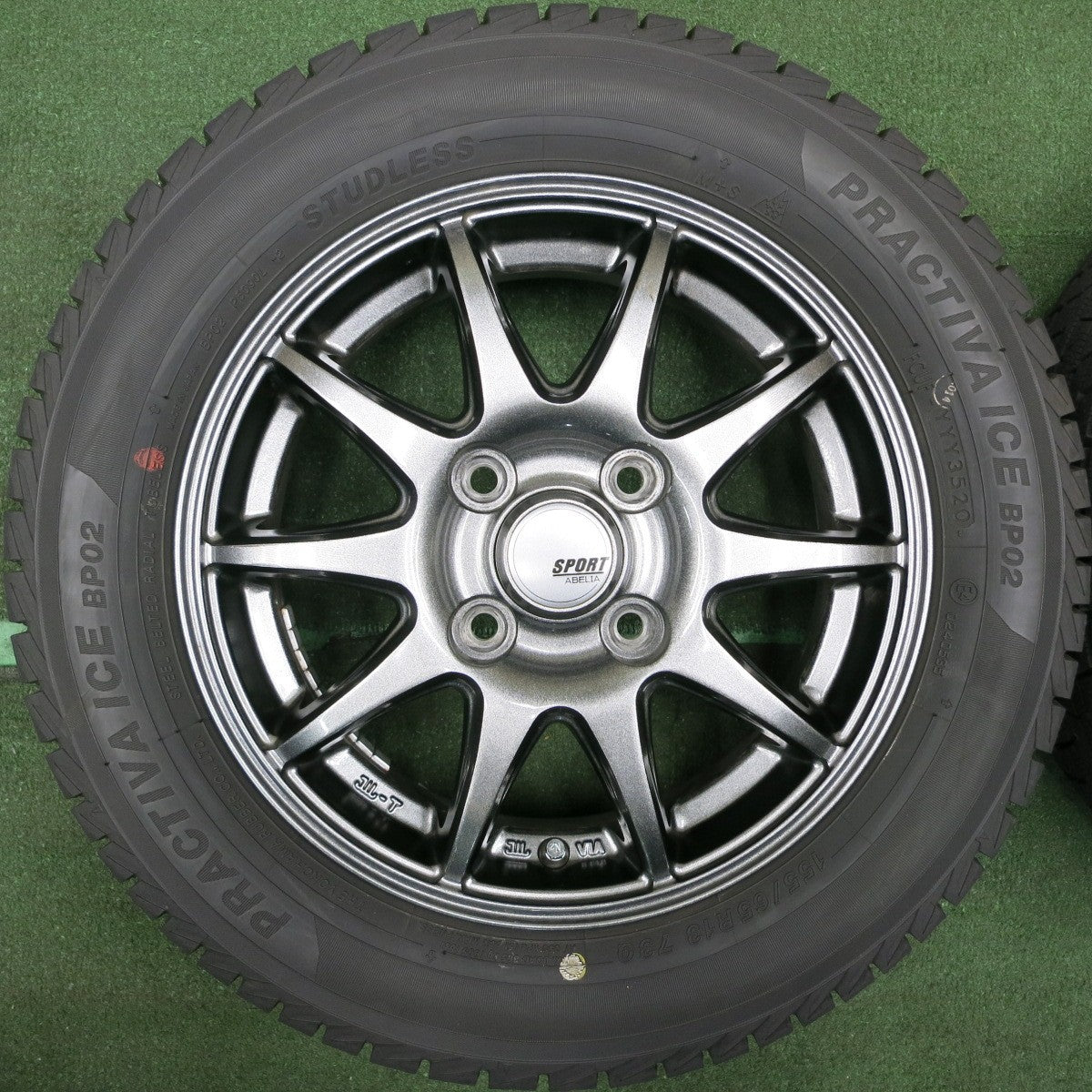 *送料無料* 超バリ溝！20年！ほぼ10分★スタッドレス 155/65R13 プラクティバ アイス BP02 SPORT ABELIA スポーツ アベリア 13インチ PCD100/4H★4050301NJス