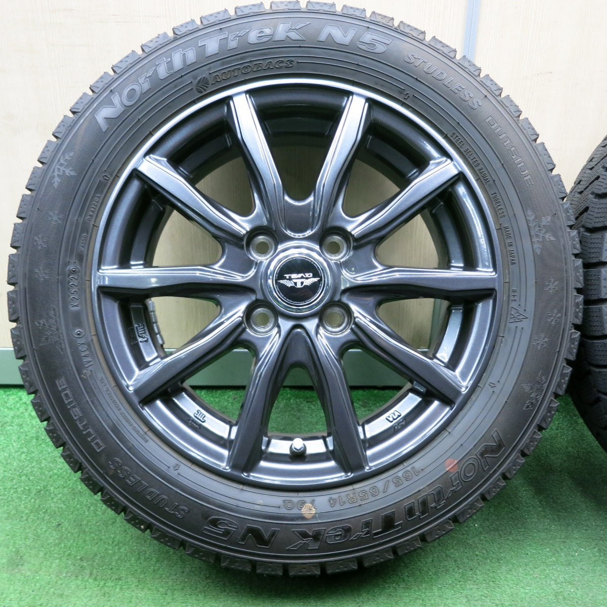 *送料無料* バリ溝！22年！キレイ！ほぼ10分★スタッドレス 165/65R14 オートバックス ノーストレック N5 TEAD テッド 14インチ PCD100/4H★4050903NJス