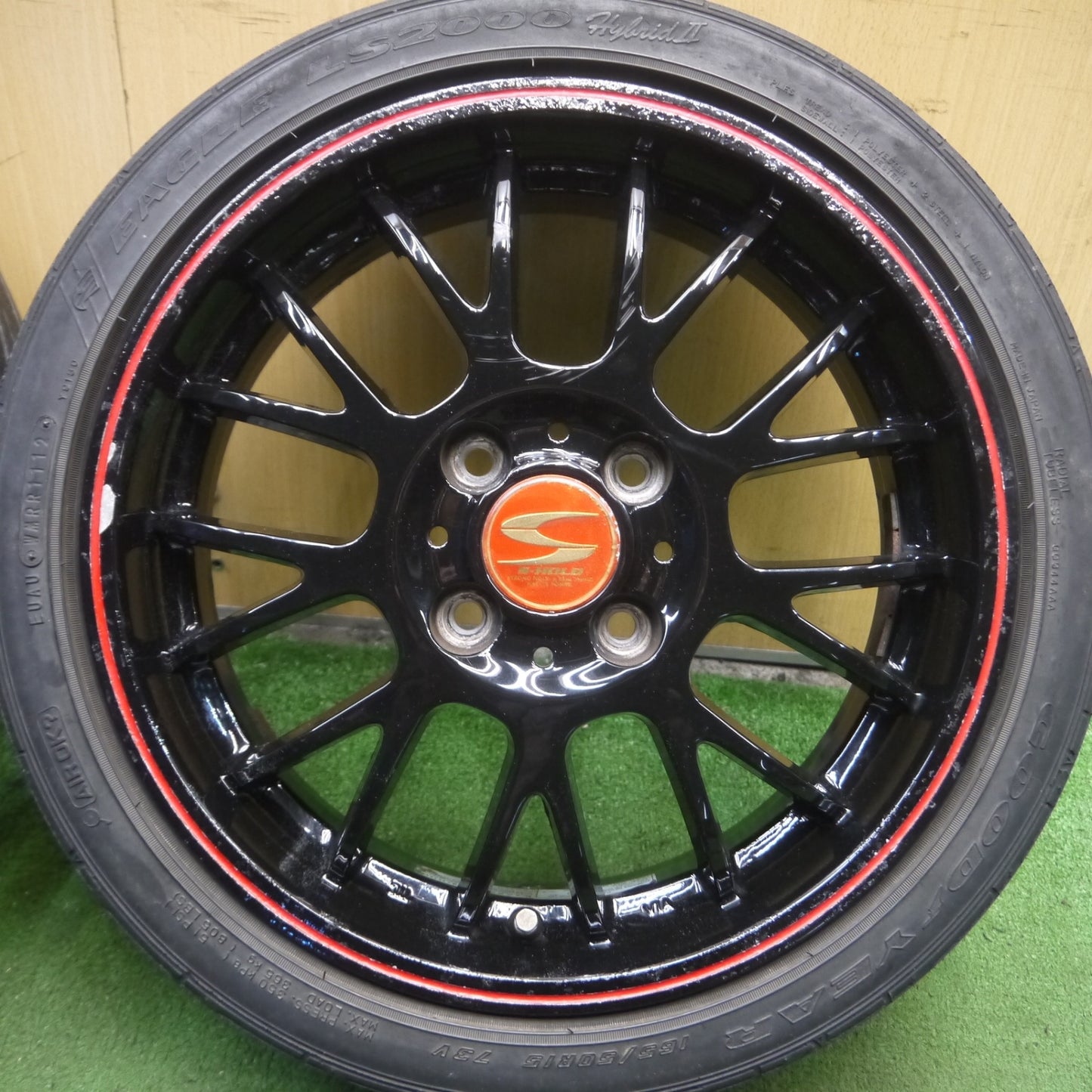 *送料無料* 4本価格★S-HOLD 165/50R15 グッドイヤー イーグル LS2000 hybridⅡ 15インチ PCD100/4H★4031311Hノ