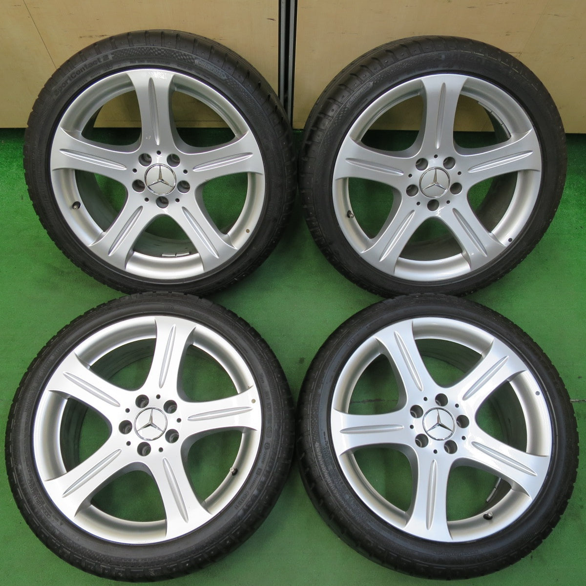 [送料無料] バリ溝！キレイ！9.5分★ベンツ W219 CLSクラス 純正 245/40R18 コンチネンタル スポーツコンタクト2 MO 18インチ PCD112/5H★4101401イノ