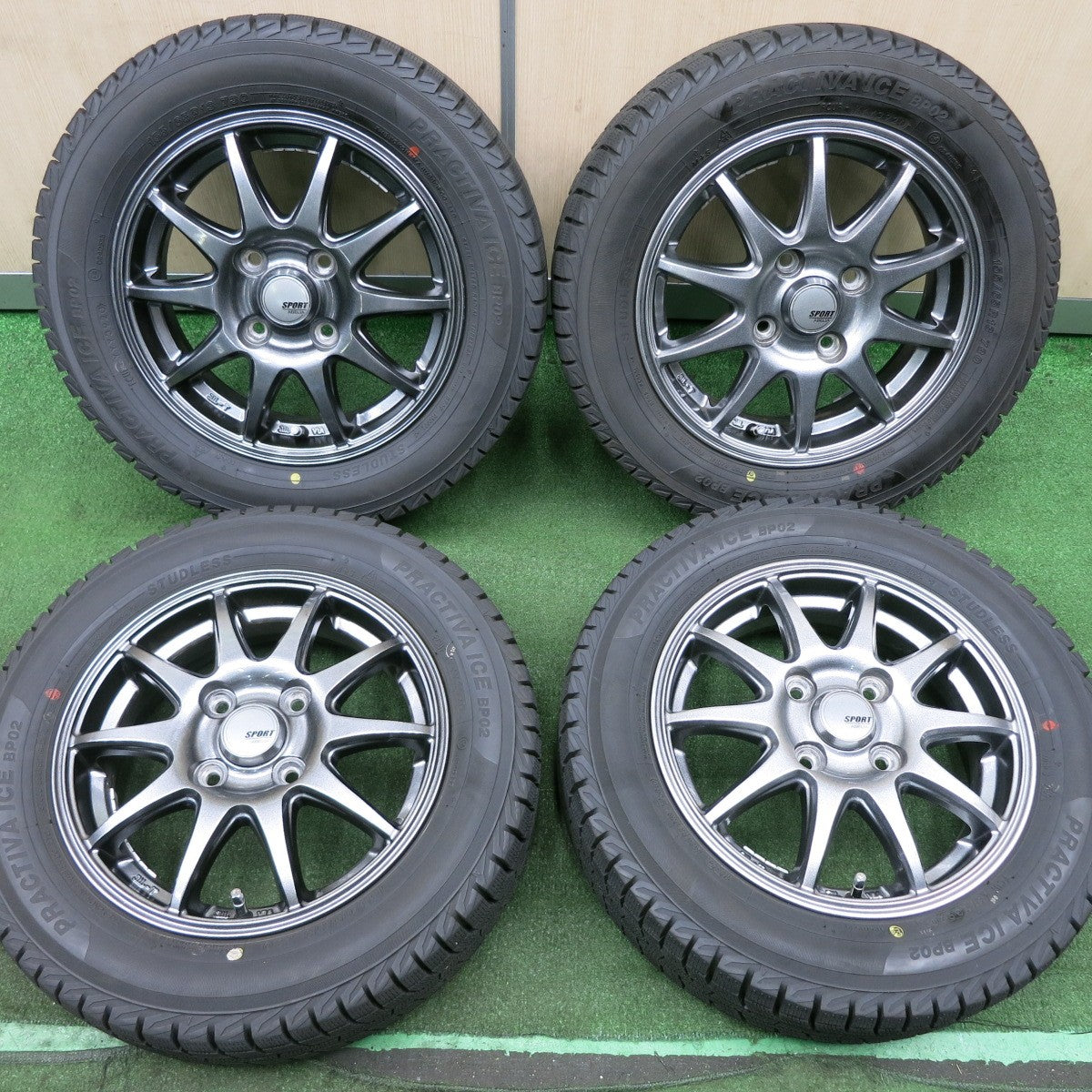 *送料無料* 超バリ溝！20年！ほぼ10分★スタッドレス 155/65R13 プラクティバ アイス BP02 SPORT ABELIA スポーツ アベリア 13インチ PCD100/4H★4050301NJス