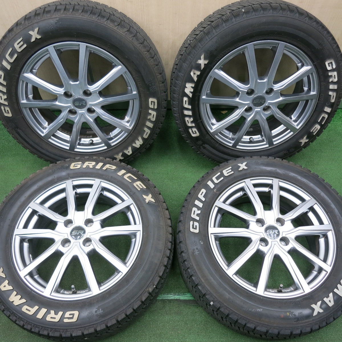 *送料無料* バリ溝！21年！綺麗！ほぼ10分★スタッドレス 195/65R16 グリップマックス GRIP ICE X ホワイトレター STRANGER ストレンジャー PCD100/4H★4051001NJス