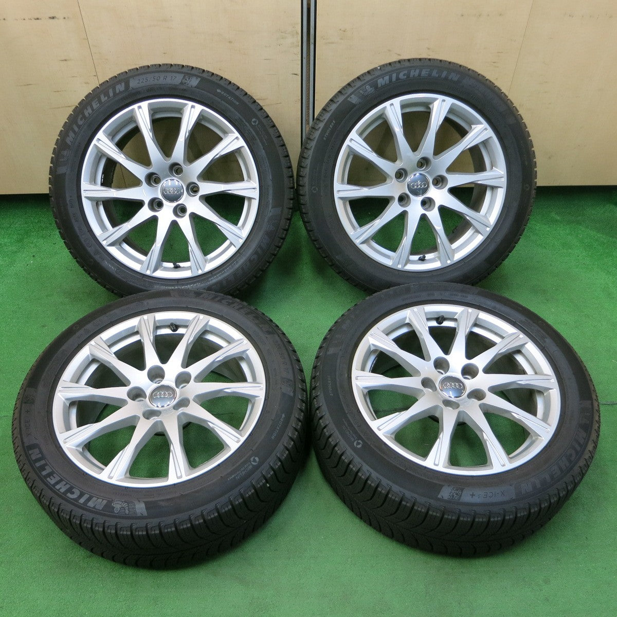 *送料無料* バリ溝！9分★アウディ A4 純正 225/50R17 スタッドレス ミシュラン X-ICE3+ 17インチ PCD112/5H★4061202ナス