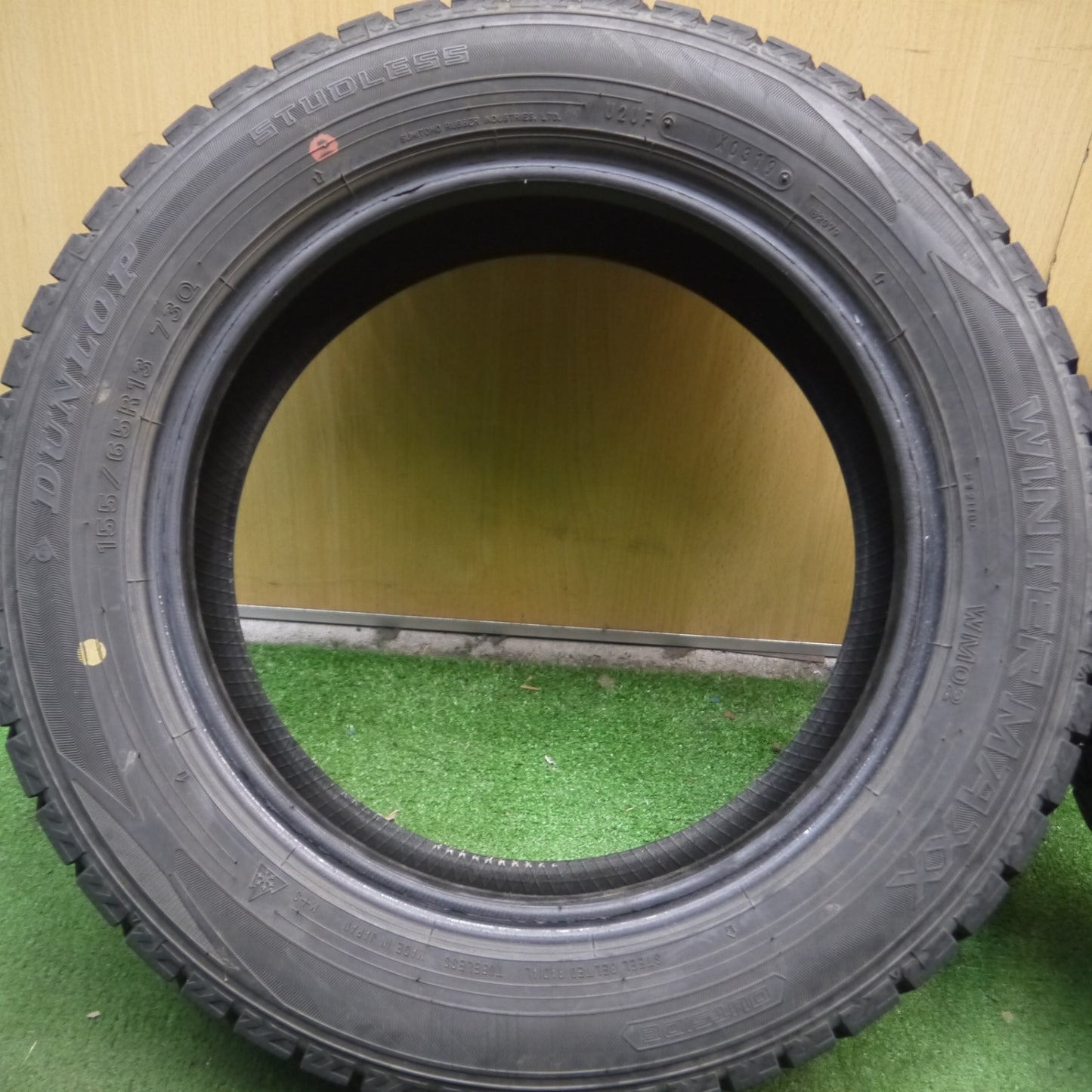 *送料無料* バリ溝！9分★スタッドレス 155/65R13 ダンロップ ウインターマックス WM02 タイヤ 13インチ ムーヴ ワゴンR ラパン 等★4071009Hスタ