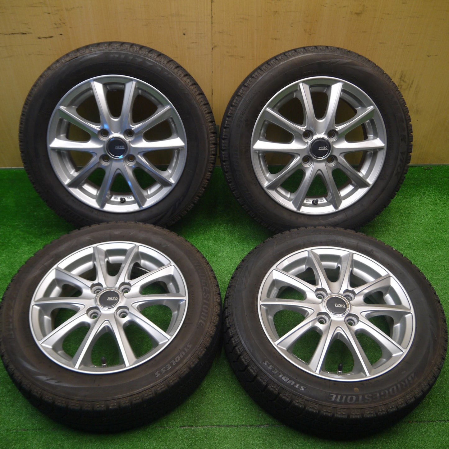 *送料無料* 4本価格★スタッドレス 155/65R14 ブリヂストン ブリザック VRX PREO プレオ 14インチ PCD100/4H★4090606Hス