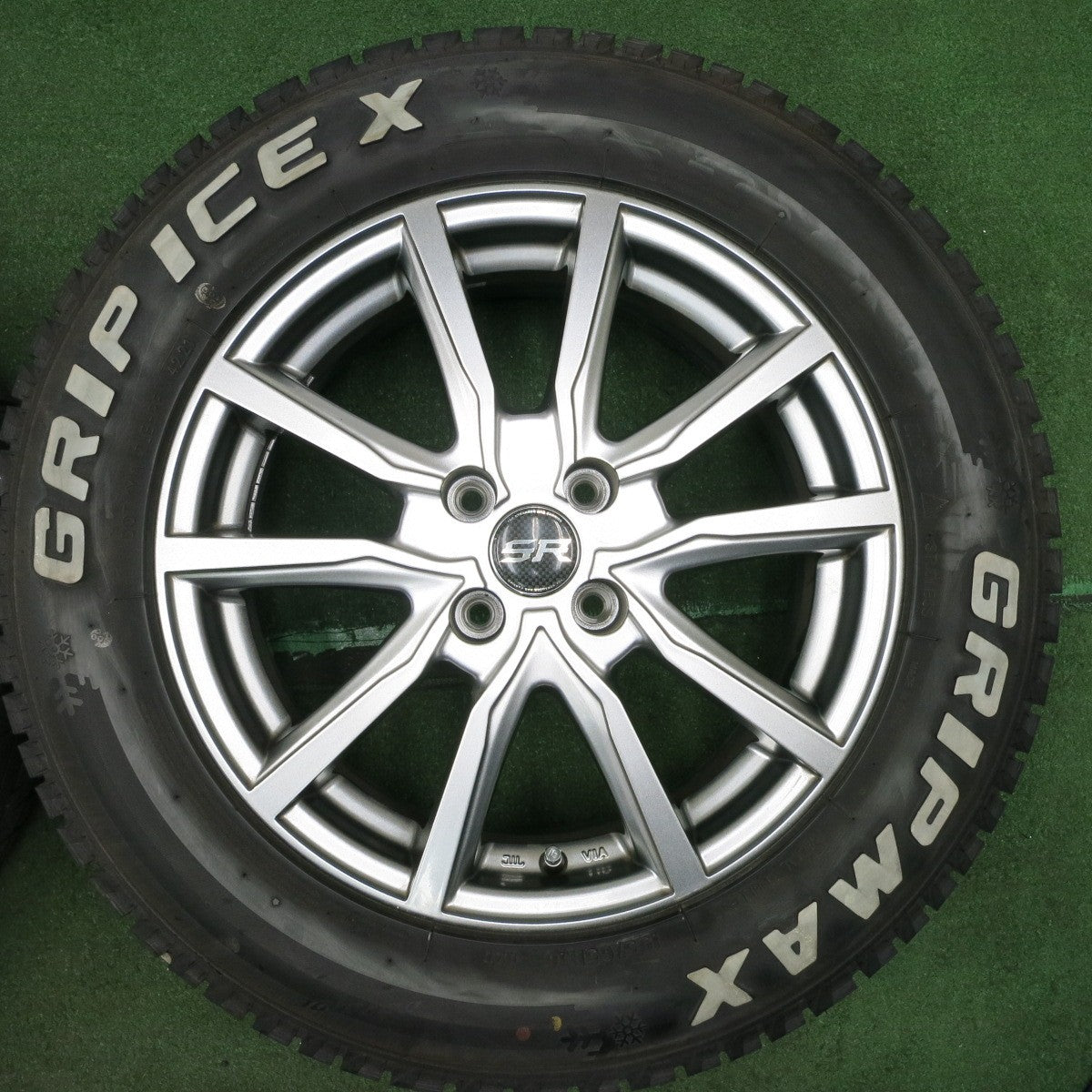 *送料無料* バリ溝！21年！綺麗！ほぼ10分★スタッドレス 195/65R16 グリップマックス GRIP ICE X ホワイトレター STRANGER ストレンジャー PCD100/4H★4051001NJス