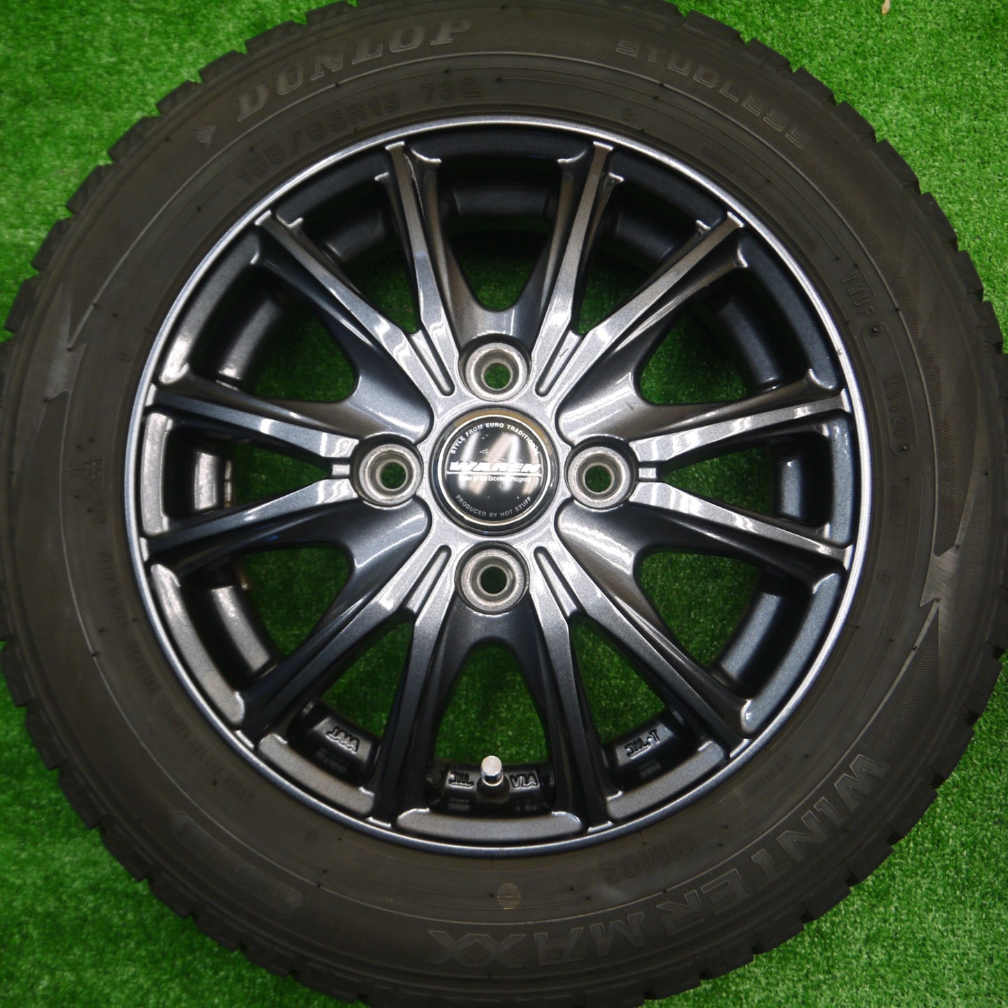 *送料無料* バリ溝！20年！9分★スタッドレス 155/65R13 ダンロップ ウインターマックス WM02 WAREN ヴァーレン 13インチ PCD100/4H★4080606Hス