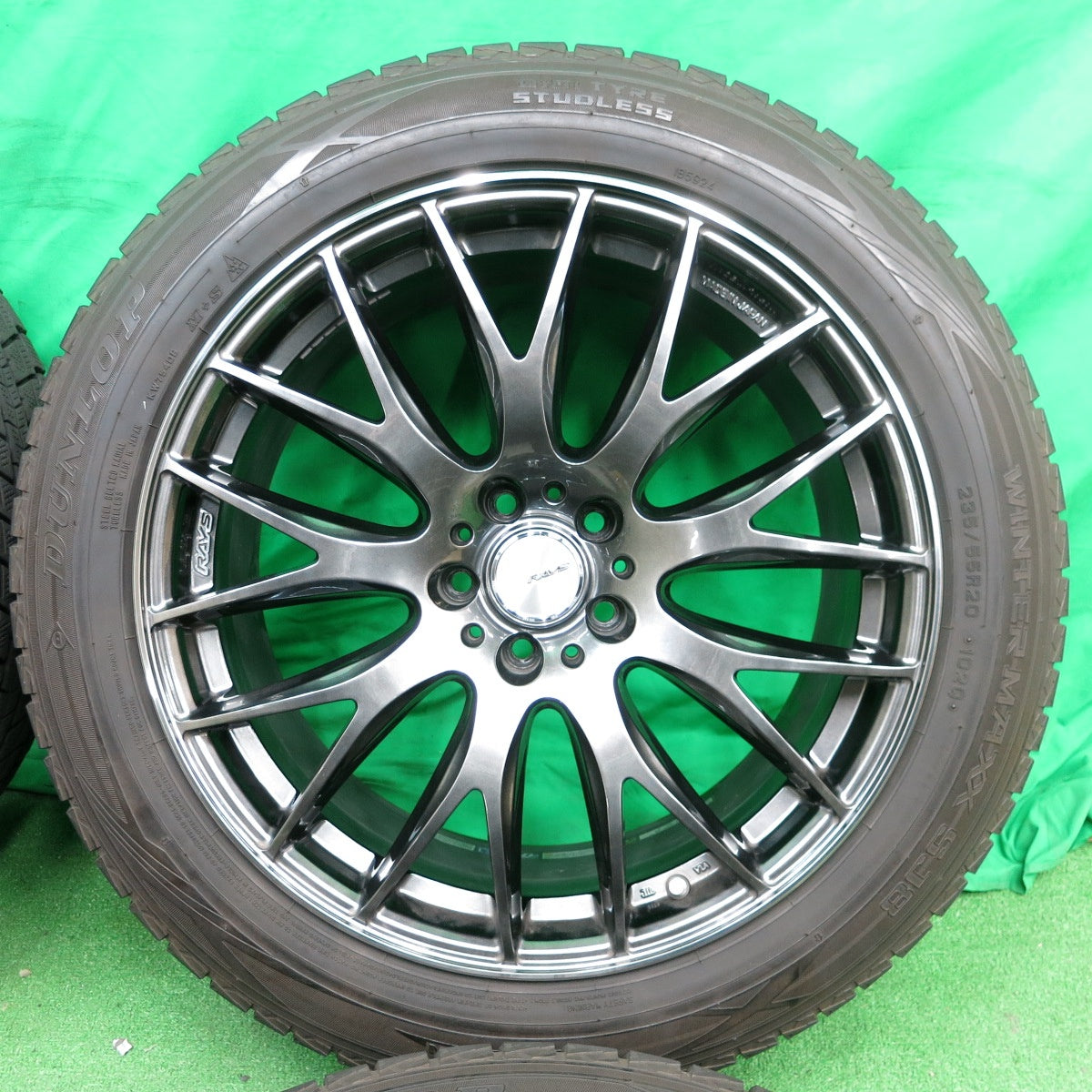 *送料無料* バリ溝！9分★RAYS HOMURA 2×9 FC 235/55R20 スタッドレス ダンロップ ウインターマックス SJ8 レイズ ホムラ PCD114.3/5H★4042301ナス