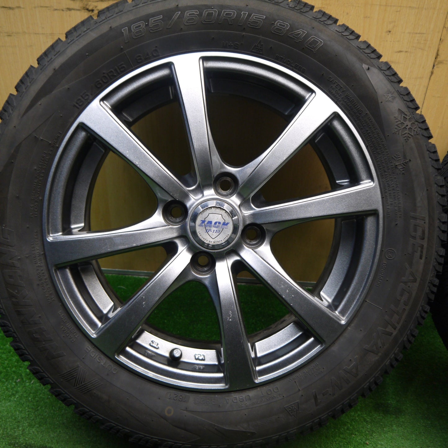 [送料無料] バリ溝！21年！9分★スタッドレス 185/60R15 ナンカン アイスアクティバ AW-1 ZACK JP-110 MONZA ザック 15インチ PCD100/4H★5040802Hス