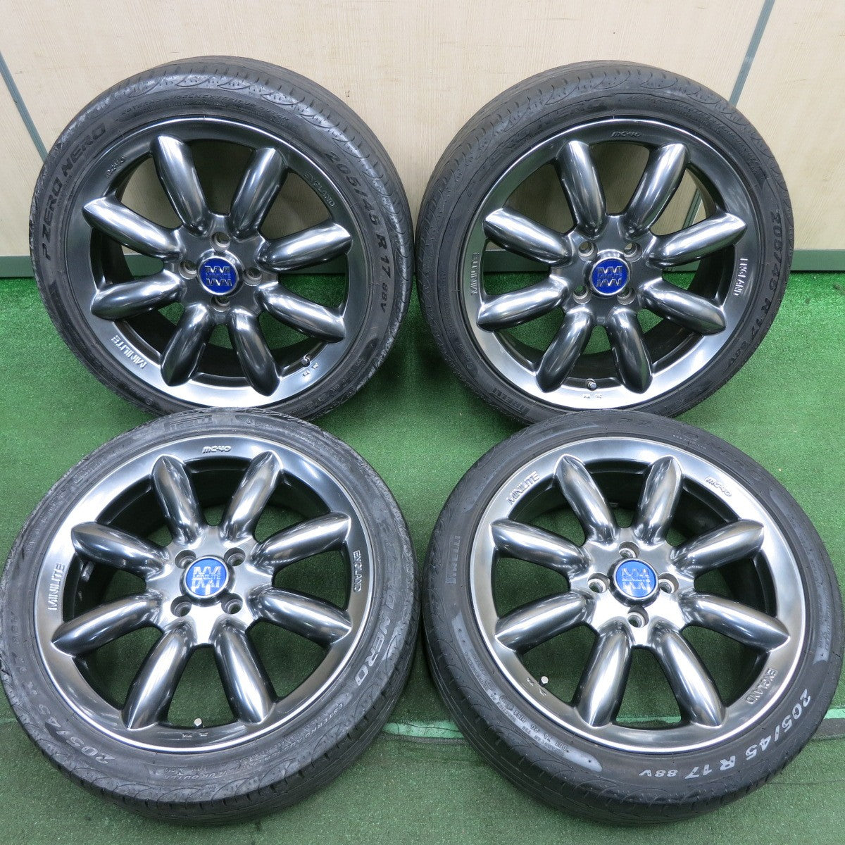 *送料無料* 4本価格★MINILITE MC-40 205/45R17 ピレリ PZERO NERO 17インチ ミニライト PCD100/4H★4032417HAノ