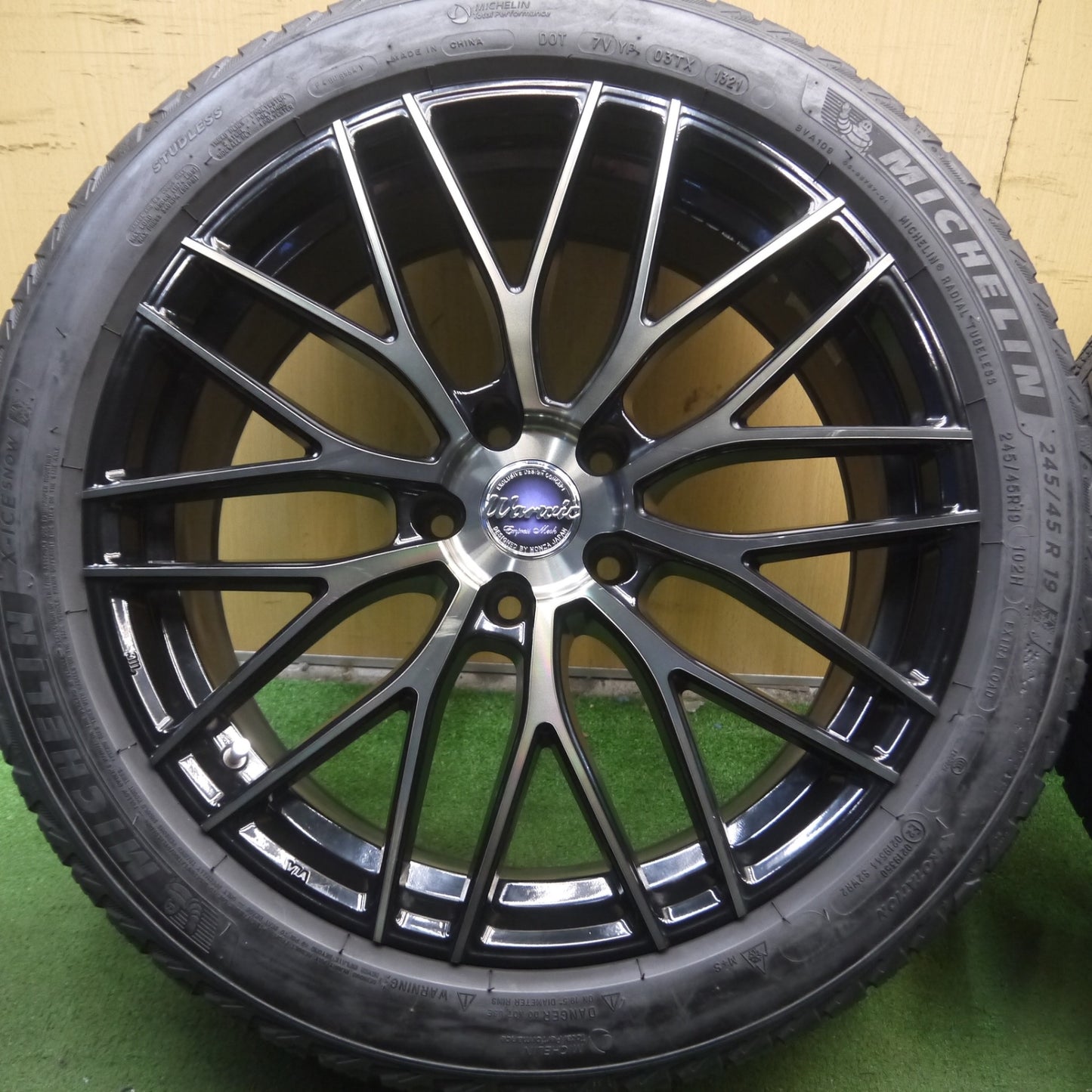 [送料無料] キレイ！21年★スタッドレス 245/45R19 ミシュラン X-ICE SNOW MONZA JAPAN warwic EMPRESS MESH 19インチ PCD114.3/5H★4030109Hス