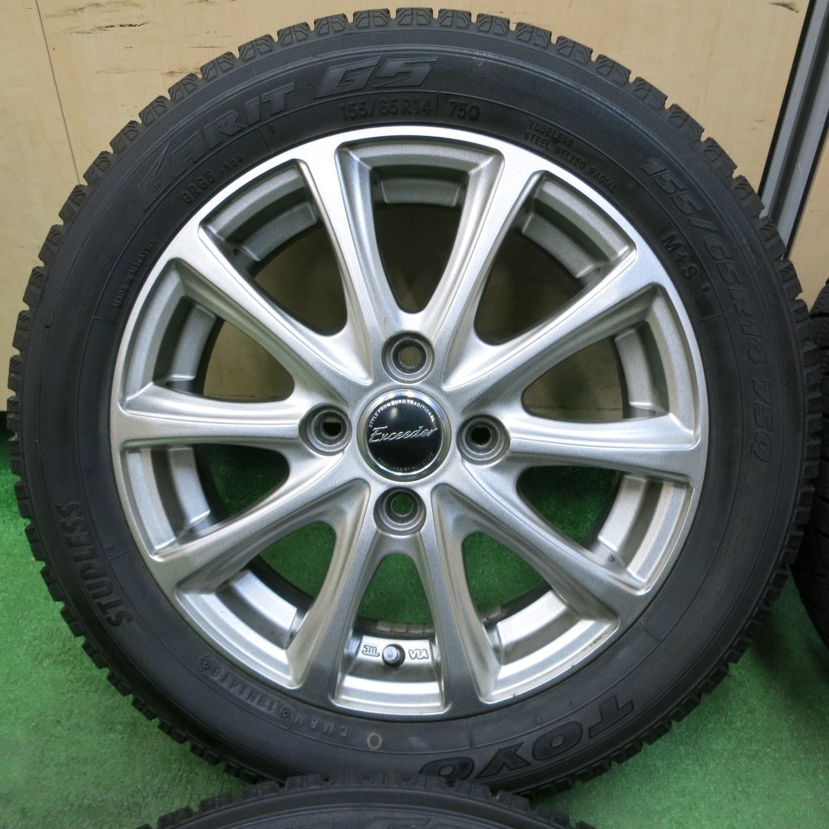 [送料無料] バリ溝！キレイ！8.5分★スタッドレス 155/65R14 トーヨー ガリット G5 Exceeder エクシーダー 14インチ PCD100/4H★4112113SYス