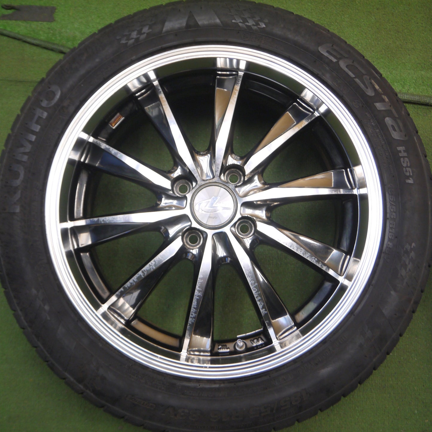 *送料無料* バリ溝！21年！9.5分★LEONIS CX 185/55R16 クムホ エクスタ HS51 LEONIS 16インチ PCD100/4H★4060507Hノ