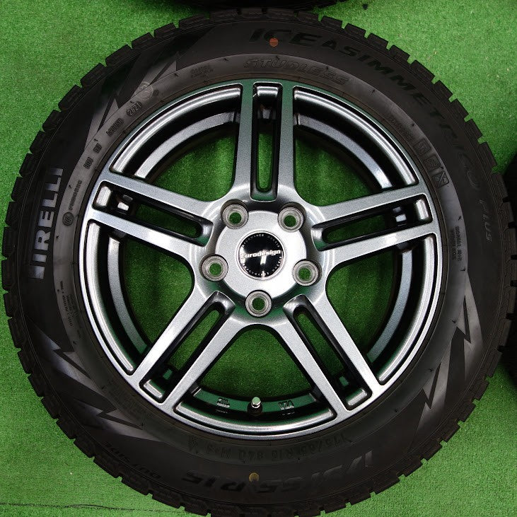 *送料無料* バリ溝！キレイ！21年製 9.5分以上★175/65R15 スタッドレス ピレリ アイスアシンメトリコ プラス Eurodesign ユーロデザイン PCD112/5H★3100701TNス