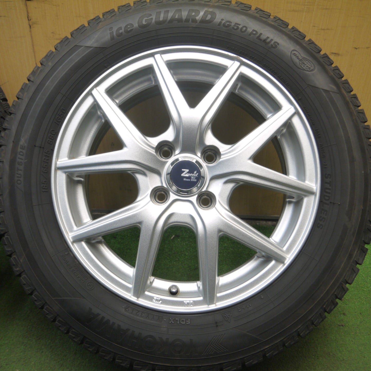 *送料無料* バリ溝！キレイ！9.5分★スタッドレス 185/65R15 ヨコハマ アイスガード iG50 プラス Zmeist M5 15インチ PCD100/4H★4031901Hス