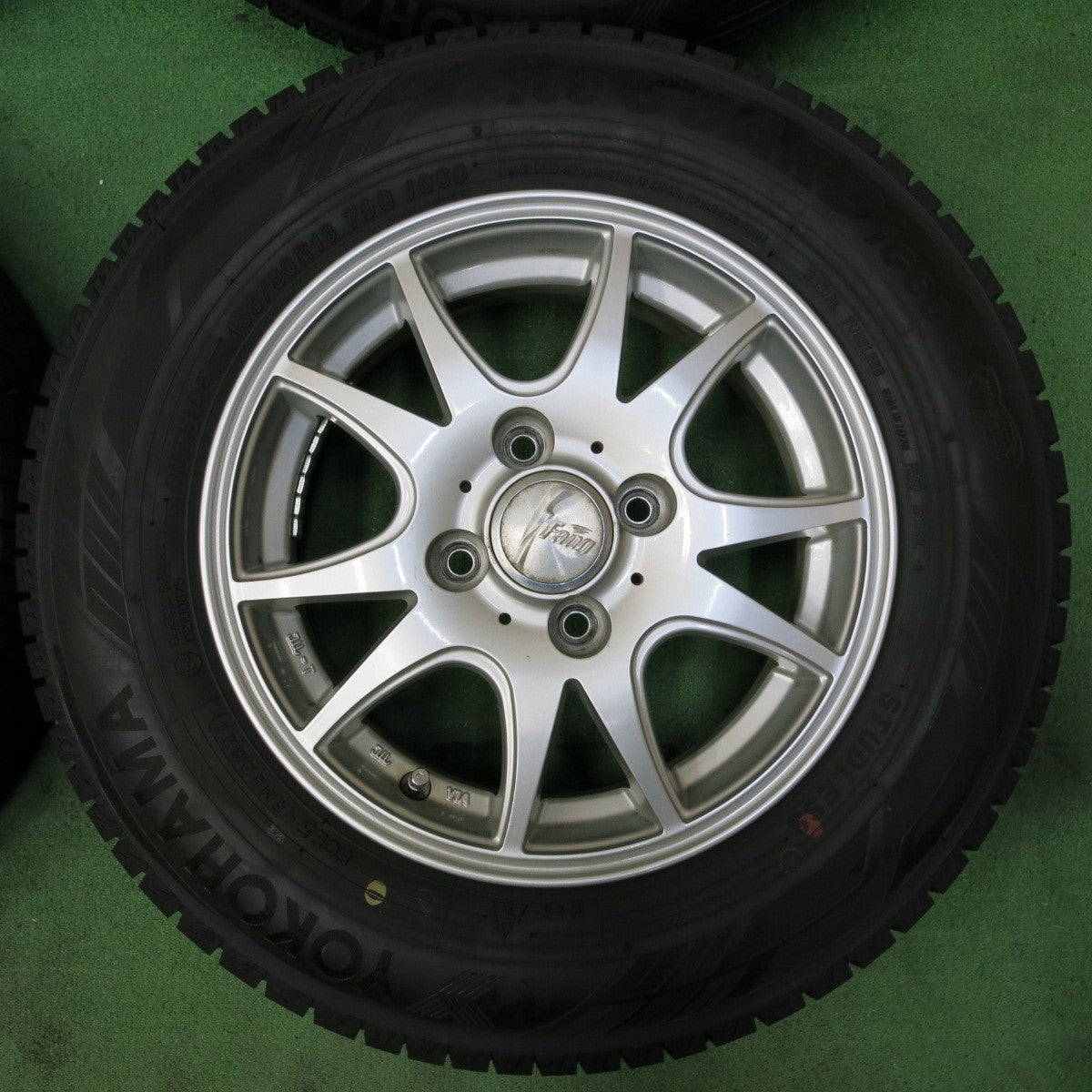 *送料無料* バリ溝！21年！キレイ！9分★スタッドレス 155/80R13 ヨコハマ アイスガード iG60 Fang ファング 13インチ PCD100/4H★4082901SYス