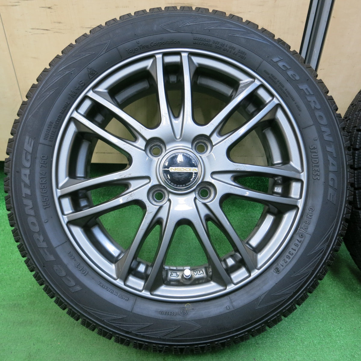 *送料無料* バリ溝！21年！9.5分★スタッドレス 155/65R14 アイスフロンテージ NEXTA ネクスタ 14インチ iceFRONTAGE PCD100/4H★4043008イス