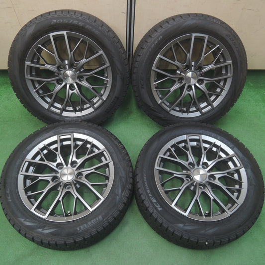 *送料無料* 超バリ溝！キレイ！ほぼ10分★BMW 等 EUROBAHN SPORTECHNIC 205/55R16 スタッドレス ピレリ アイスアシンメトリコ スポーツテクニック PCD120/5H★4071605SYス