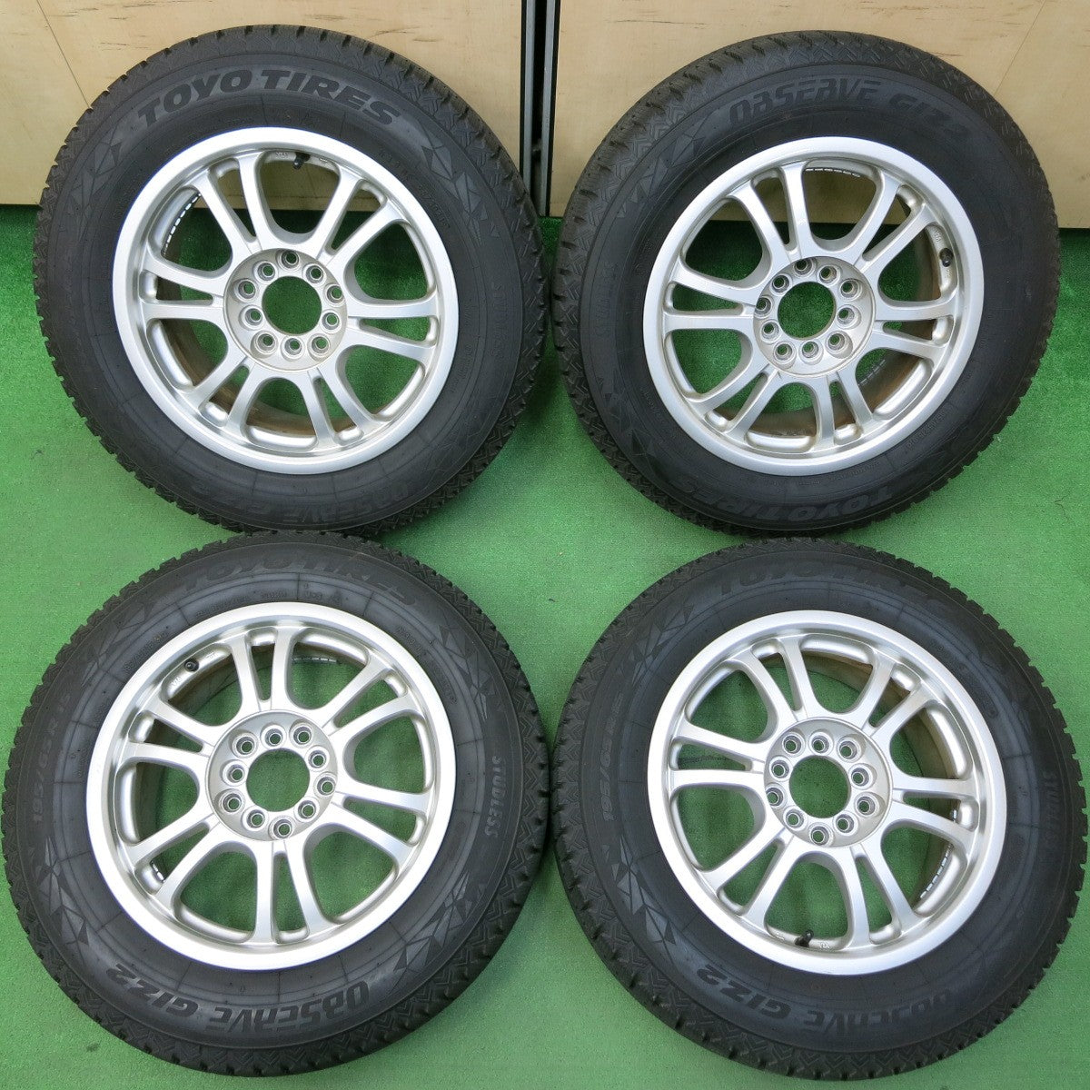 *送料無料* 超バリ溝！21年！ほぼ10分★スタッドレス 195/65R15 トーヨー オブザーブ GIZ2 FANG-TS KOSEI ファング 光生 PCD100 114.3/5H マルチ★4050215イス