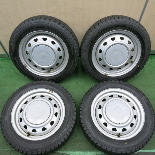 *送料無料* タイヤほぼ未使用！21年★スタッドレス 155/65R14 ダンロップ ウインターマックス WM02 スチール 14インチ PCD100 114.3/4H マルチ★4051007HAス