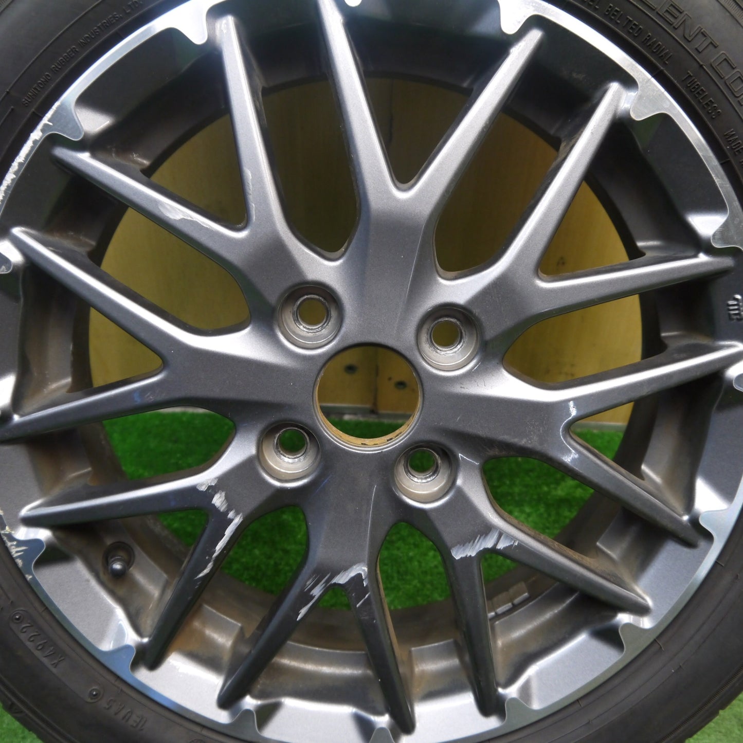 [送料無料] バリ溝！22年！8分★ホンダ N-BOX カスタム 純正 ENKEI 165/55R15 ダンロップ LE MANS V+ 15インチ エンケイ PCD100/4H★5031420Hノ