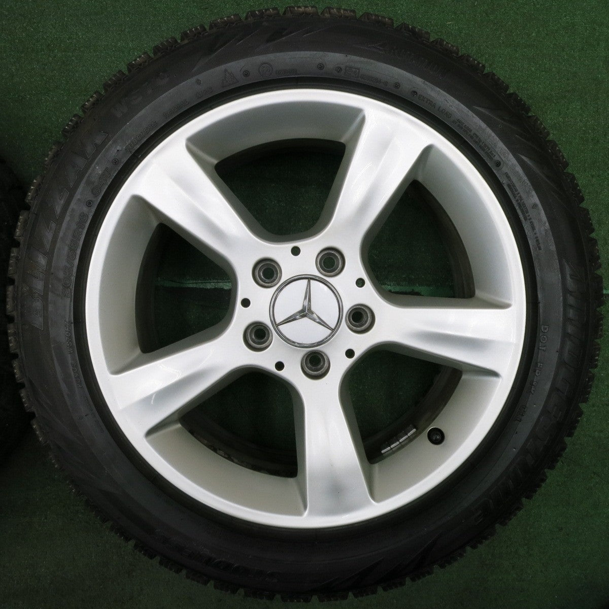 *送料無料* バリ溝！ほぼ10分★ベンツ W203 Cクラス 純正 205/55R16 スタッドレス ブリヂストン ブリザック WS70 PCD112/5H★4040308NJス
