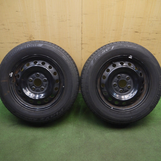 *送料無料* バリ溝！9分★195/65R15 ブリヂストン プレイズ PX-RV スチール ホイール 15インチ PCD114.3/5H★4032211Hノ